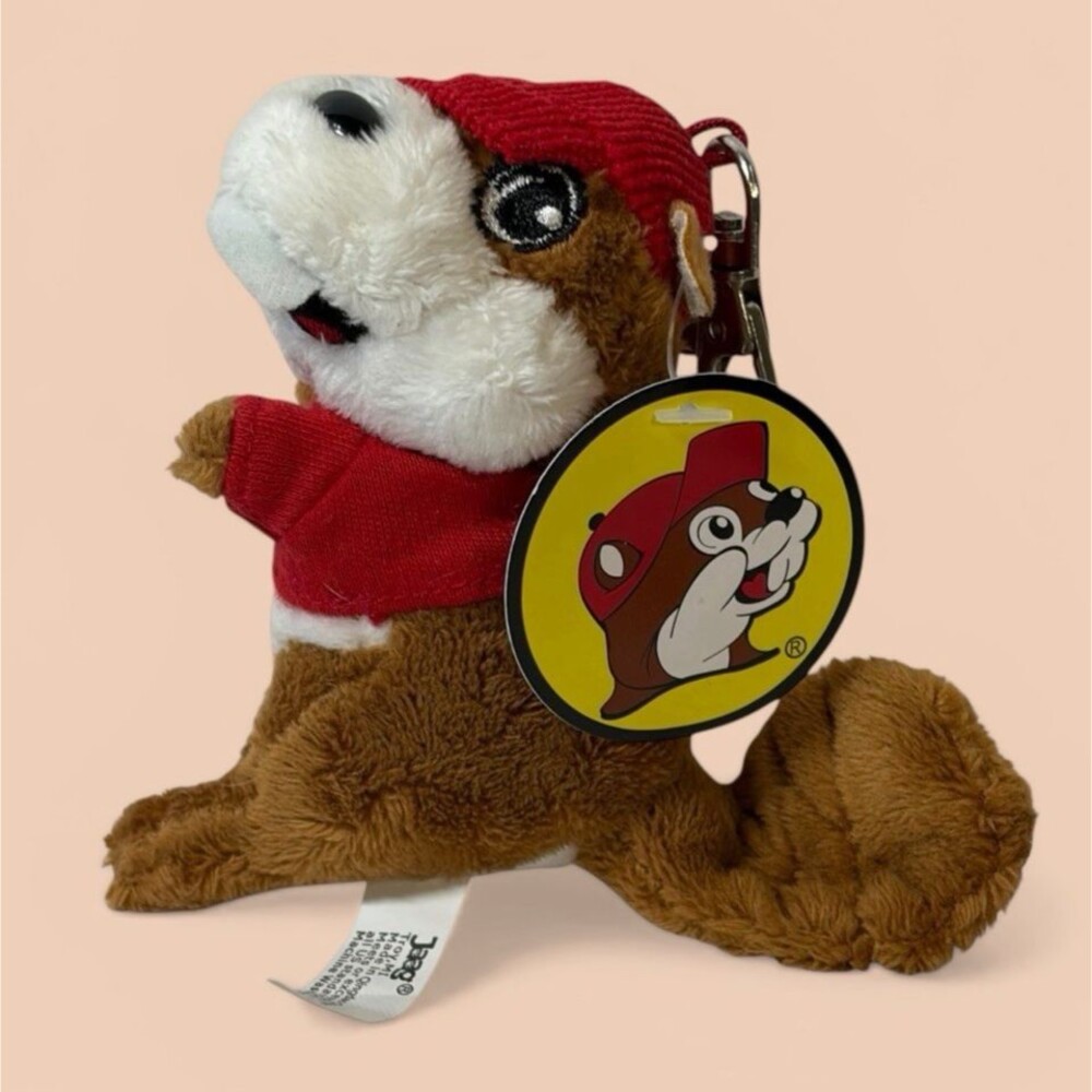 BUC-EES Beaver Plush Keychain Gas Station Mini Zipper Pull 3.5" Bucees with Tag